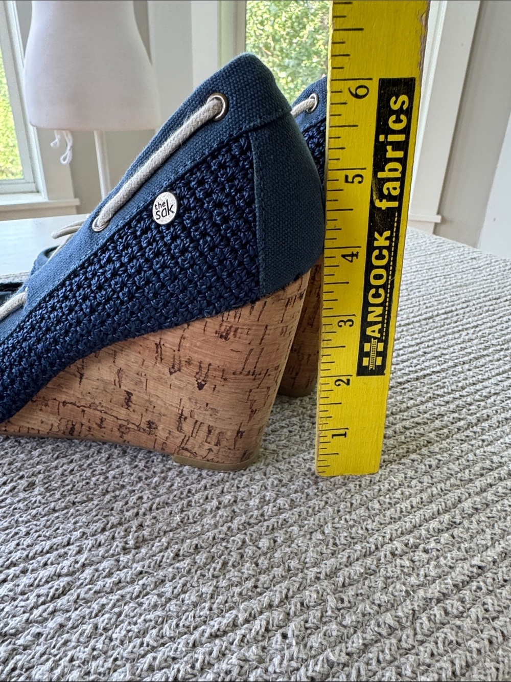 The Sak Navy Canvas Wedge Boat Shoes with Rope Laces - Picture 5 of 7